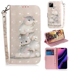 Three Squirrels 3D Painted Leather Wallet Phone Case for iPhone 11 Pro (5.8 inch)