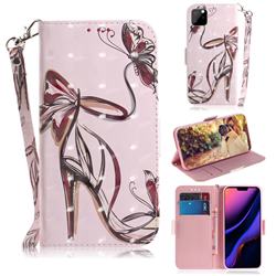 Butterfly High Heels 3D Painted Leather Wallet Phone Case for iPhone 11 Pro (5.8 inch)