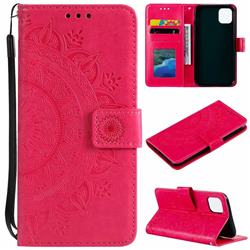 Intricate Embossing Datura Leather Wallet Case for iPhone 11 Pro (5.8 inch) - Rose Red