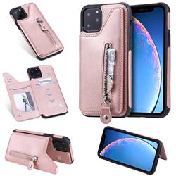 Retro Buckle Zipper Anti-fall Leather Phone Back Cover for iPhone 11 Pro (5.8 inch) - Pink
