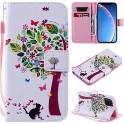 Cat and Tree PU Leather Wallet Case for iPhone 11 Pro (5.8 inch)