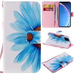 Blue Sunflower PU Leather Wallet Case for iPhone 11 Pro (5.8 inch)