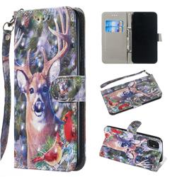 Elk Deer 3D Painted Leather Wallet Phone Case for iPhone 11 Pro (5.8 inch)