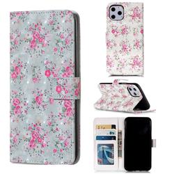 Roses Flower 3D Painted Leather Phone Wallet Case for iPhone 11 Pro (5.8 inch)