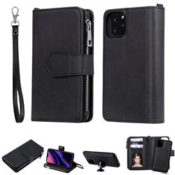 Retro Luxury Multifunction Zipper Leather Phone Wallet for iPhone 11 Pro (5.8 inch) - Black