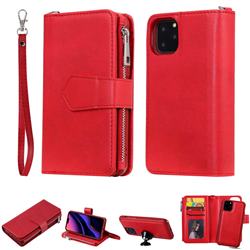 Retro Luxury Multifunction Zipper Leather Phone Wallet for iPhone 11 Pro (5.8 inch) - Red