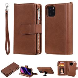 Retro Luxury Multifunction Zipper Leather Phone Wallet for iPhone 11 Pro (5.8 inch) - Brown