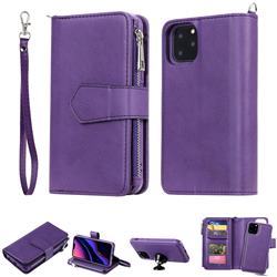 Retro Luxury Multifunction Zipper Leather Phone Wallet for iPhone 11 Pro (5.8 inch) - Purple