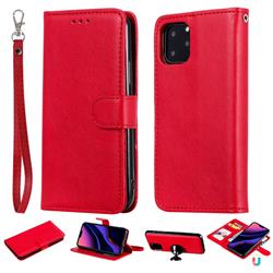 Retro Greek Detachable Magnetic PU Leather Wallet Phone Case for iPhone 11 Pro (5.8 inch) - Red