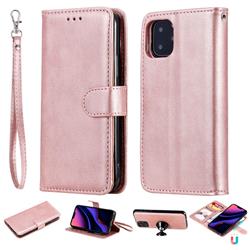 Retro Greek Detachable Magnetic PU Leather Wallet Phone Case for iPhone 11 Pro (5.8 inch) - Rose Gold