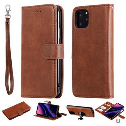 Retro Greek Detachable Magnetic PU Leather Wallet Phone Case for iPhone 11 Pro (5.8 inch) - Brown
