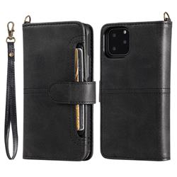 Retro Multi-functional Detachable Leather Wallet Phone Case for iPhone 11 Pro (5.8 inch) - Black