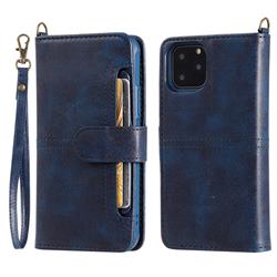 Retro Multi-functional Detachable Leather Wallet Phone Case for iPhone 11 Pro (5.8 inch) - Blue
