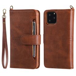 Retro Multi-functional Detachable Leather Wallet Phone Case for iPhone 11 Pro (5.8 inch) - Coffee
