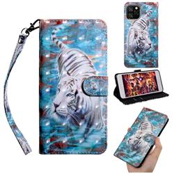 White Tiger 3D Painted Leather Wallet Case for iPhone 11 Pro (5.8 inch)
