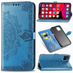 Embossing Imprint Mandala Flower Leather Wallet Case for iPhone 11 Pro (5.8 inch) - Blue