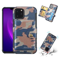 Camouflage Multi-function Leather Phone Case for iPhone 11 Pro (5.8 inch) - Blue