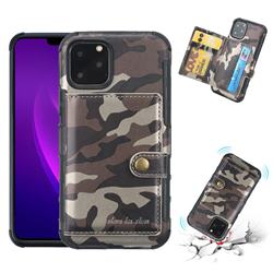 Camouflage Multi-function Leather Phone Case for iPhone 11 Pro (5.8 inch) - Coffee