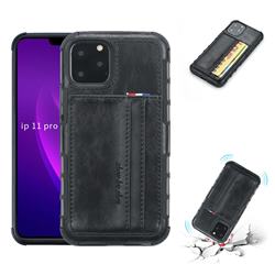 Luxury Shatter-resistant Leather Coated Card Phone Case for iPhone 11 Pro (5.8 inch) - Black