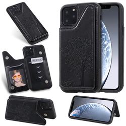 Luxury R61 Tree Cat Magnetic Stand Card Leather Phone Case for iPhone 11 Pro (5.8 inch) - Black