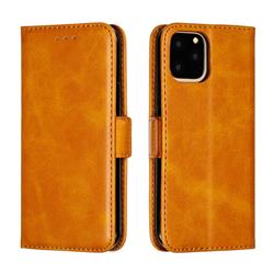 Retro Classic Calf Pattern Leather Wallet Phone Case for iPhone 11 Pro (5.8 inch) - Yellow