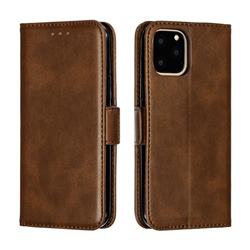 Retro Classic Calf Pattern Leather Wallet Phone Case for iPhone 11 Pro (5.8 inch) - Brown