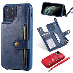 Retro Aristocratic Demeanor Anti-fall Leather Phone Back Cover for iPhone 11 Pro (5.8 inch) - Blue