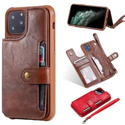 Retro Aristocratic Demeanor Anti-fall Leather Phone Back Cover for iPhone 11 Pro (5.8 inch) - Coffee