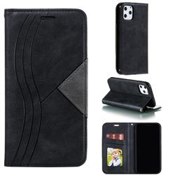 Retro S Streak Magnetic Leather Wallet Phone Case for iPhone 11 Pro (5.8 inch) - Black