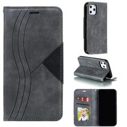 Retro S Streak Magnetic Leather Wallet Phone Case for iPhone 11 Pro (5.8 inch) - Gray