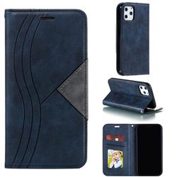 Retro S Streak Magnetic Leather Wallet Phone Case for iPhone 11 Pro (5.8 inch) - Blue