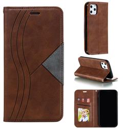 Retro S Streak Magnetic Leather Wallet Phone Case for iPhone 11 Pro (5.8 inch) - Brown