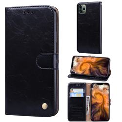 Luxury Retro Oil Wax PU Leather Wallet Phone Case for iPhone 11 Pro (5.8 inch) - Deep Black