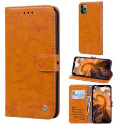 Luxury Retro Oil Wax PU Leather Wallet Phone Case for iPhone 11 Pro (5.8 inch) - Orange Yellow