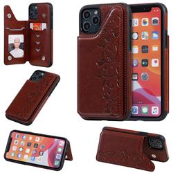Yikatu Luxury Cute Cats Multifunction Magnetic Card Slots Stand Leather Back Cover for iPhone 11 Pro (5.8 inch) - Brown