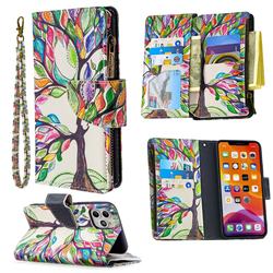 The Tree of Life Binfen Color BF03 Retro Zipper Leather Wallet Phone Case for iPhone 11 Pro (5.8 inch)