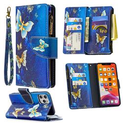 Golden Butterflies Binfen Color BF03 Retro Zipper Leather Wallet Phone Case for iPhone 11 Pro (5.8 inch)