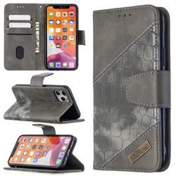 BinfenColor BF04 Color Block Stitching Crocodile Leather Case Cover for iPhone 11 Pro (5.8 inch) - Gray
