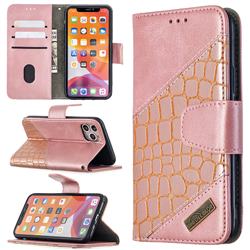 BinfenColor BF04 Color Block Stitching Crocodile Leather Case Cover for iPhone 11 Pro (5.8 inch) - Rose Gold