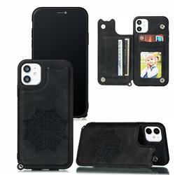 Luxury Mandala Multi-function Magnetic Card Slots Stand Leather Back Cover for iPhone 11 Pro (5.8 inch) - Black