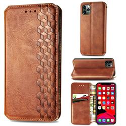 Ultra Slim Fashion Business Card Magnetic Automatic Suction Leather Flip Cover for iPhone 11 Pro (5.8 inch) - Brown