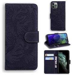 Intricate Embossing Tiger Face Leather Wallet Case for iPhone 11 Pro (5.8 inch) - Black