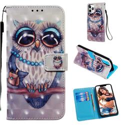 Sweet Gray Owl 3D Painted Leather Wallet Case for iPhone 11 Pro (5.8 inch)