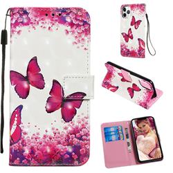 Rose Butterfly 3D Painted Leather Wallet Case for iPhone 11 Pro (5.8 inch)