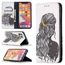Girl with Long Hair Slim Magnetic Attraction Wallet Flip Cover for iPhone 11 Pro (5.8 inch)