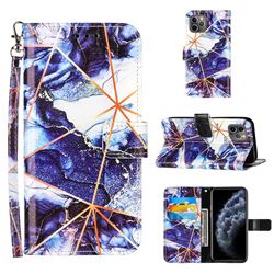 Starry Blue Stitching Color Marble Leather Wallet Case for iPhone 11 Pro (5.8 inch)