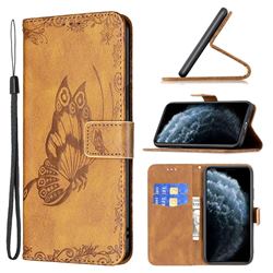 Binfen Color Imprint Vivid Butterfly Leather Wallet Case for iPhone 11 Pro (5.8 inch) - Brown