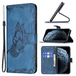 Binfen Color Imprint Vivid Butterfly Leather Wallet Case for iPhone 11 Pro (5.8 inch) - Blue