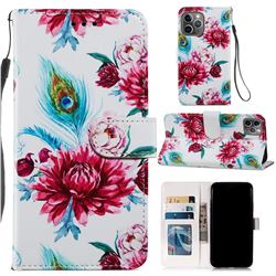 Peacock Flower Smooth Leather Phone Wallet Case for iPhone 11 Pro (5.8 inch)