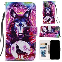 Wolf Totem Smooth Leather Phone Wallet Case for iPhone 11 Pro (5.8 inch)